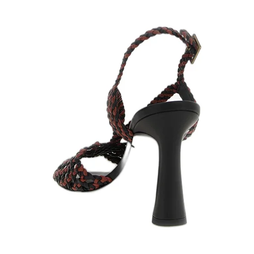 Braided Ankle-Strap Heeled Sandals