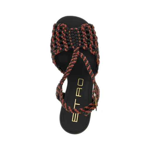 Braided Ankle-Strap Heeled Sandals