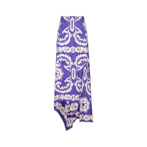 Stencil Floral Printed Asymmetric Skirt