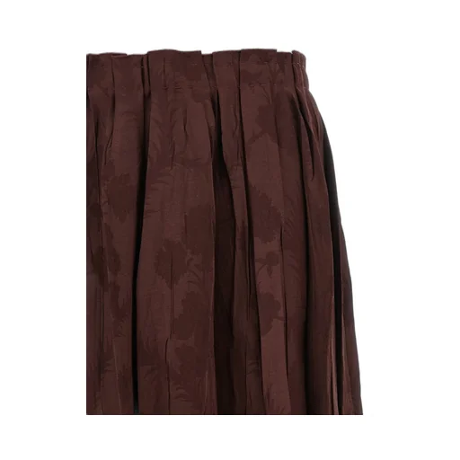 Jacquard Floral Patterned Pleated Skirt