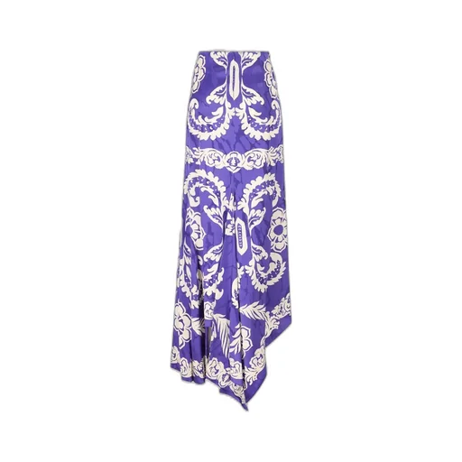 Stencil Floral Printed Asymmetric Skirt
