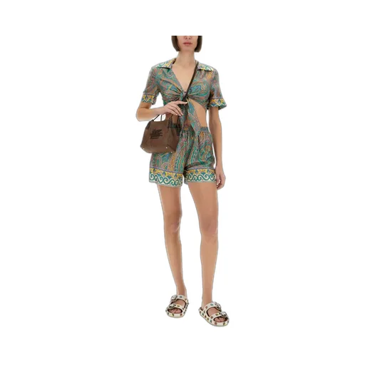 Paisley Printed Cropped Beach Cover Up