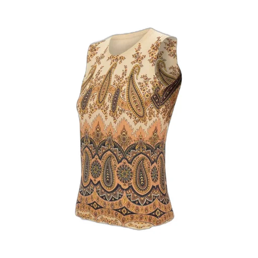 Paisley Crewneck Sleeveless Knitted Top