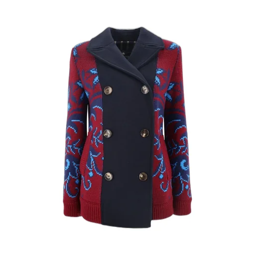 Paisley Intarsia Double-Breasted Jacket