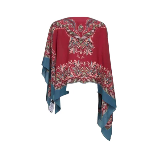 Paisley Print Asymmetric Poncho Top