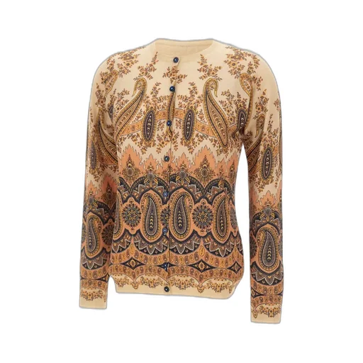 Paisley Patterned Crewneck Cardigan