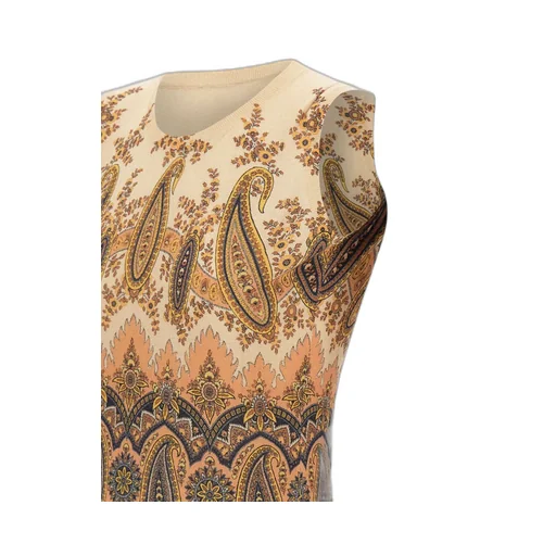 Paisley Crewneck Sleeveless Knitted Top