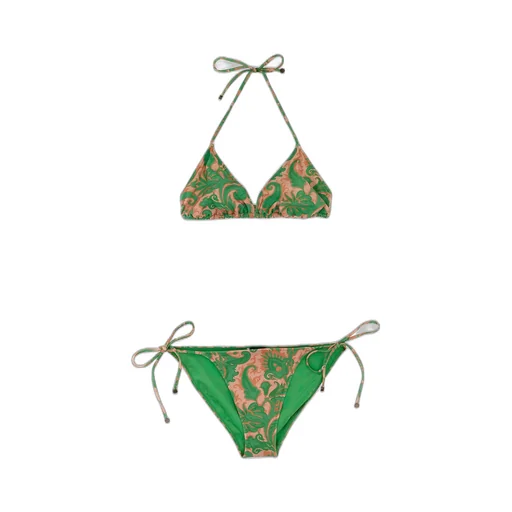 Pattern-Printed Two-Piece Swimsuit