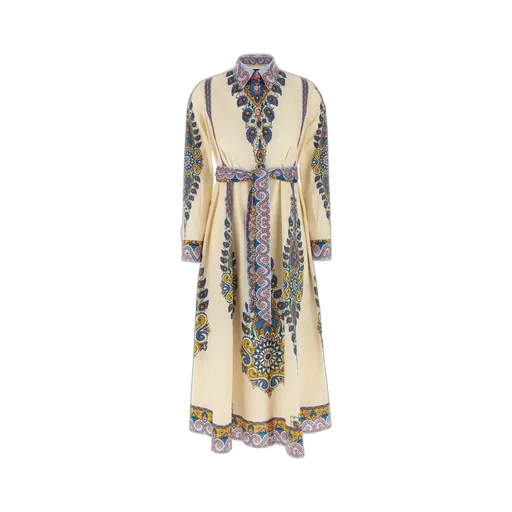 Paisley Printed A-Line Midi Shirt Dress