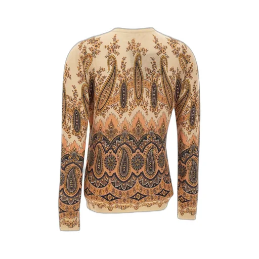 Paisley Patterned Crewneck Cardigan