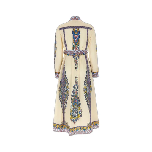 Paisley Printed A-Line Midi Shirt Dress