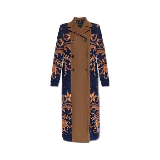 Floral Jacquard Double Breasted Coat