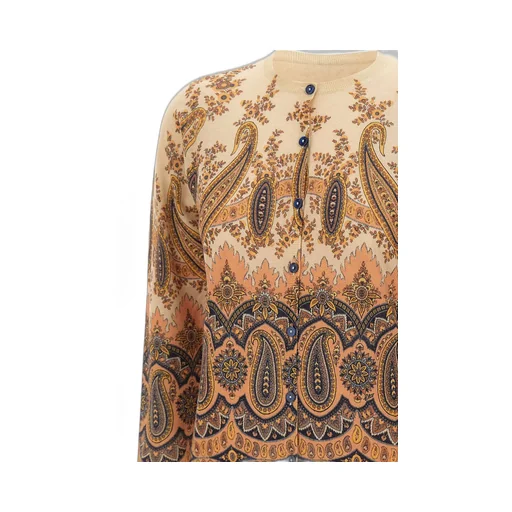 Paisley Patterned Crewneck Cardigan