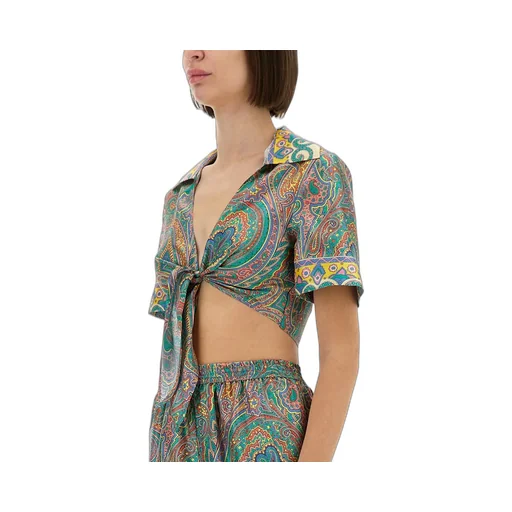 Paisley Printed Cropped Beach Cover Up