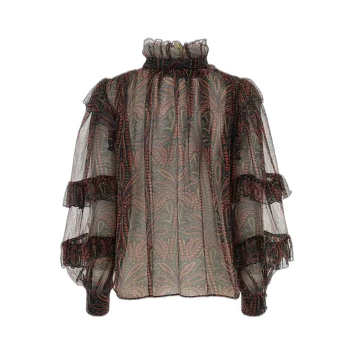 Semi Sheer Ruffled Blouse