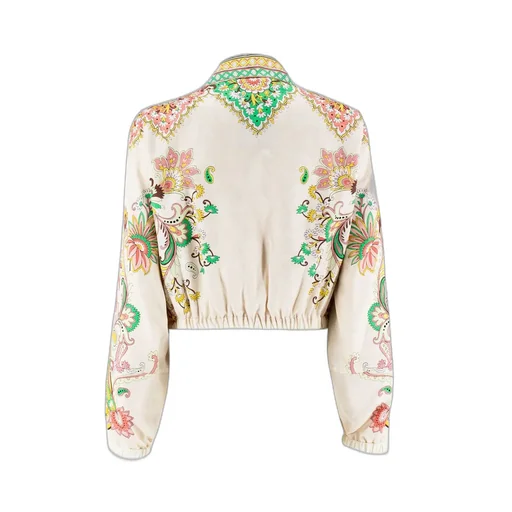 Pattern-Printed Zipped Jacket