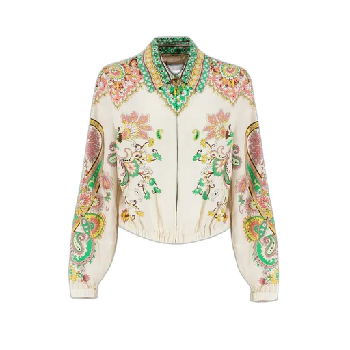 Pattern-Printed Zipped Jacket