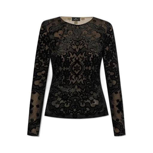 Tulle And Jacquard Velvet Top