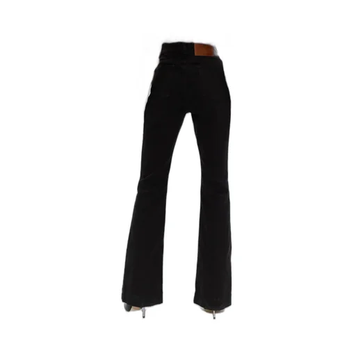Foliage-Embroidered Flared Leg Jeans