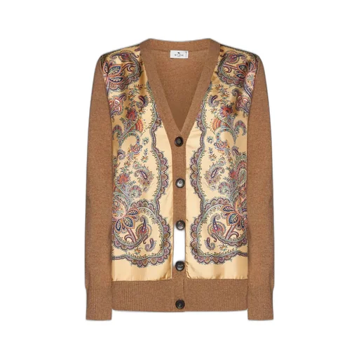 Paisley Printed Panelled V-Neck Cardigan
