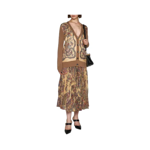 Paisley Printed Panelled V-Neck Cardigan