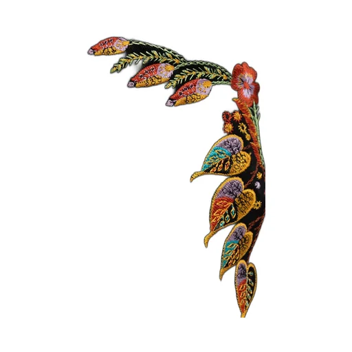 Foliage-Embroidered Flared Leg Jeans
