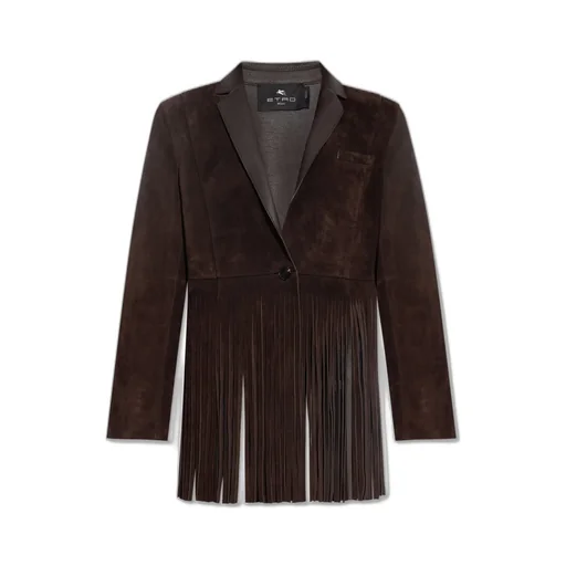 Buttoned Fringed Jacket