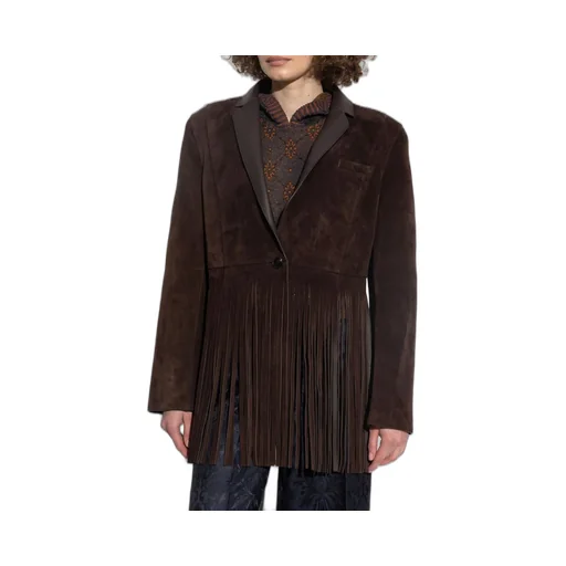 Buttoned Fringed Jacket