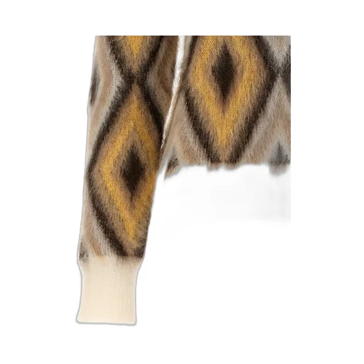 Pattern-Jacquard Crewneck Jumper