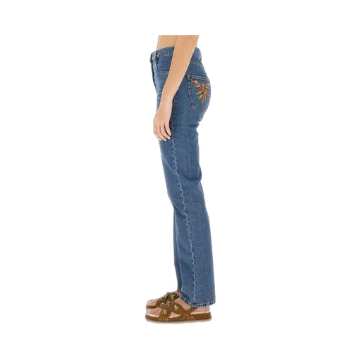 Floral Embroidered Bootcut Jeans