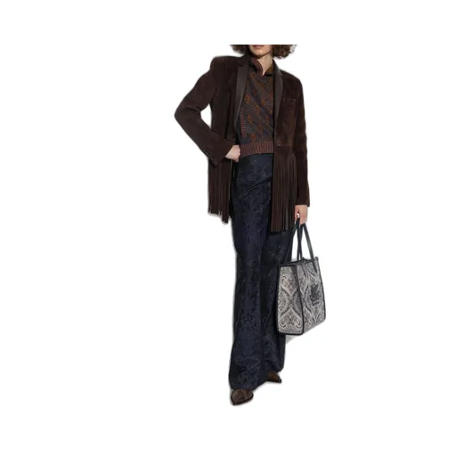 Buttoned Fringed Jacket