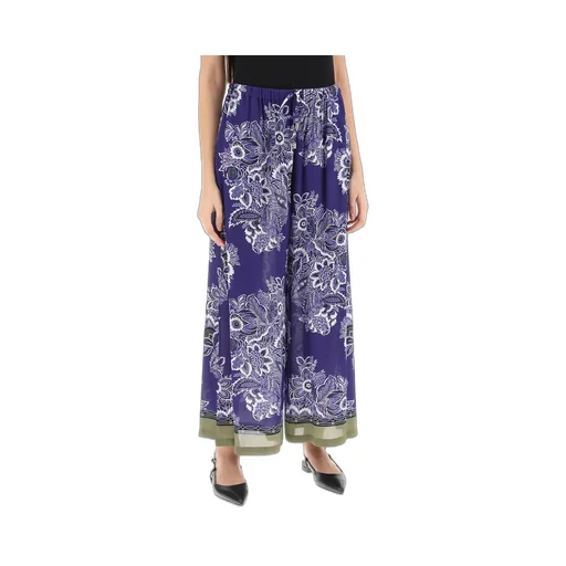 Floral-Printed Drawstring Wide-Leg Trousers