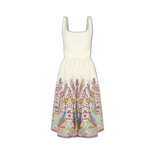 Pattern-Printed Sleeveless Midi Dress