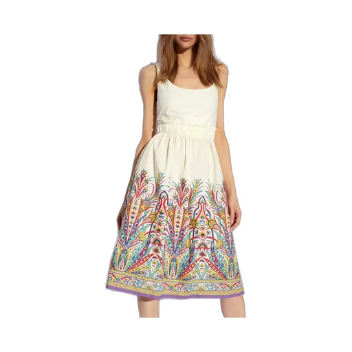 Pattern-Printed Sleeveless Midi Dress