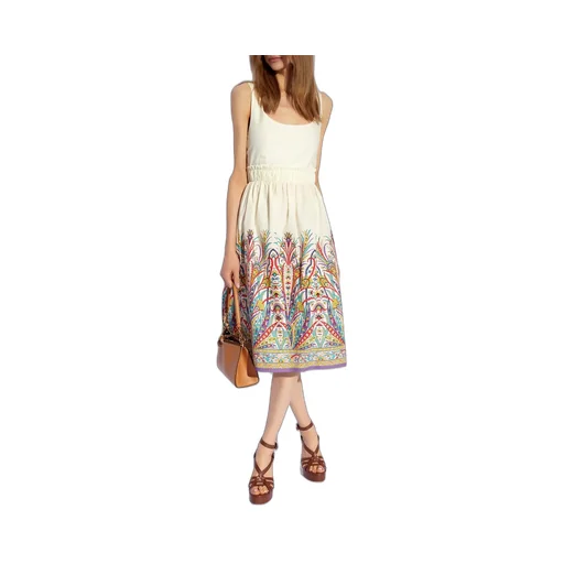 Pattern-Printed Sleeveless Midi Dress
