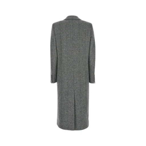 Herringbone-Pattern Straight Hem Coat