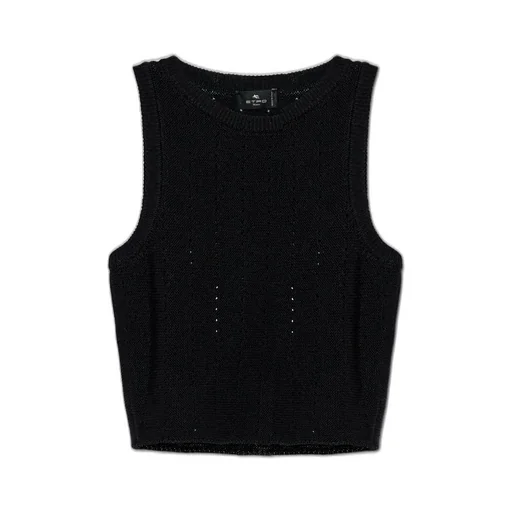 Punched Detailed Knitted Cropped Top