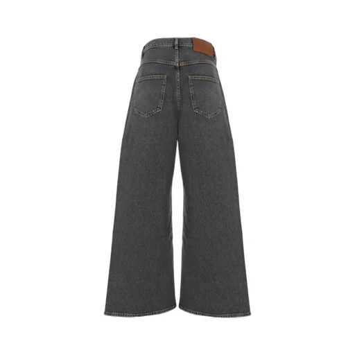Wide-Leg Washed Denim Jeans