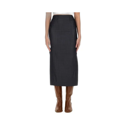 High-Waist Striped Midi Pencil Skirt