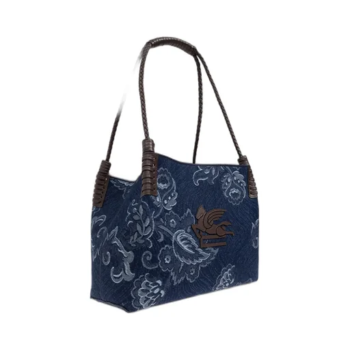 Jacquard Denim Small Libra Tote Bag