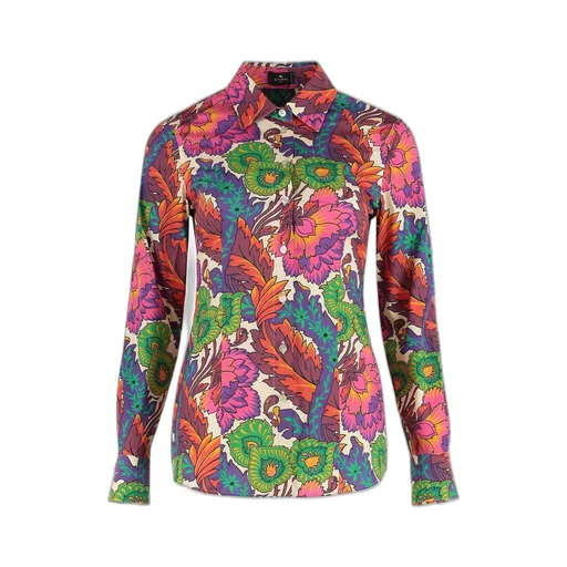 Floral Printed Curved Hem Shirt
