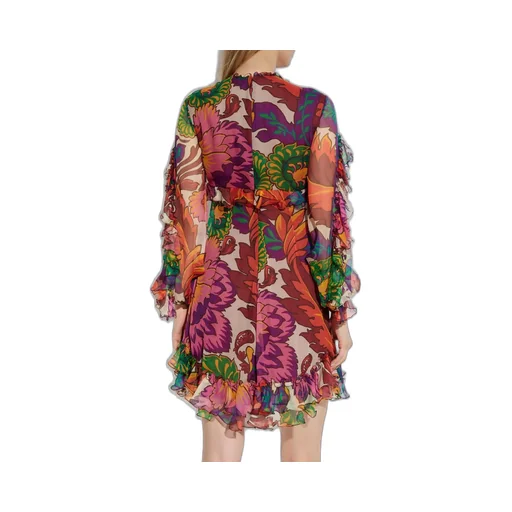Floral-Printed V-Neck Mini Dress