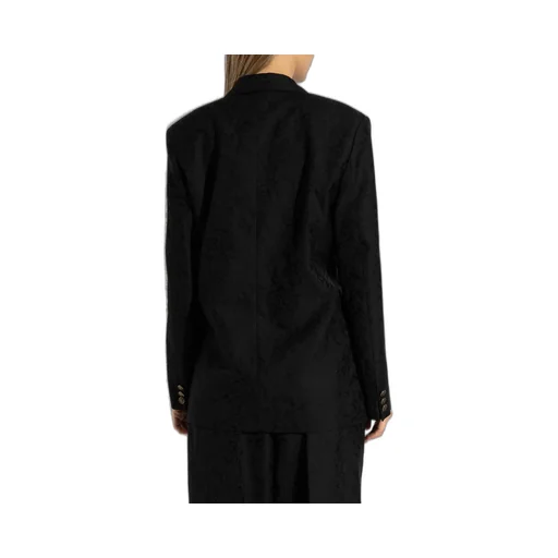 Patterned Jacquard Double-Breasted Blazer