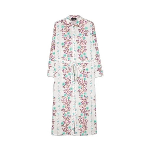Floral Printed Tied Waist Shirt Dress