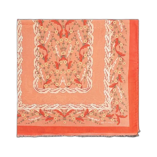Floral Motif Frayed Edge Scarf