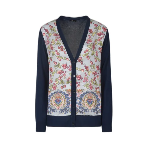 Grape-Printed V-Neck Cardigan