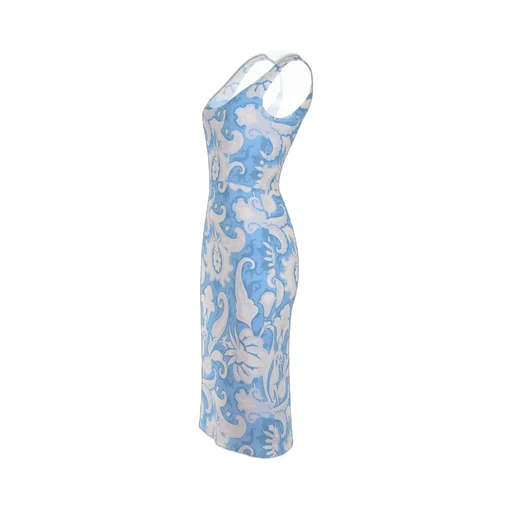 Paisley Print Sleeveless Midi Dress