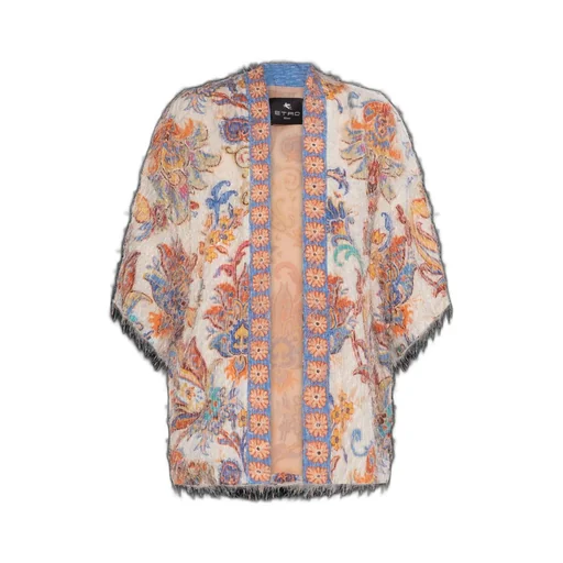Patterned Fringed Knit Cardigan