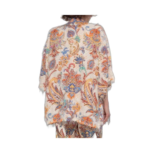 Patterned Fringed Knit Cardigan