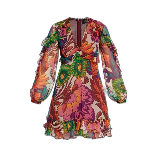 Floral-Printed V-Neck Mini Dress